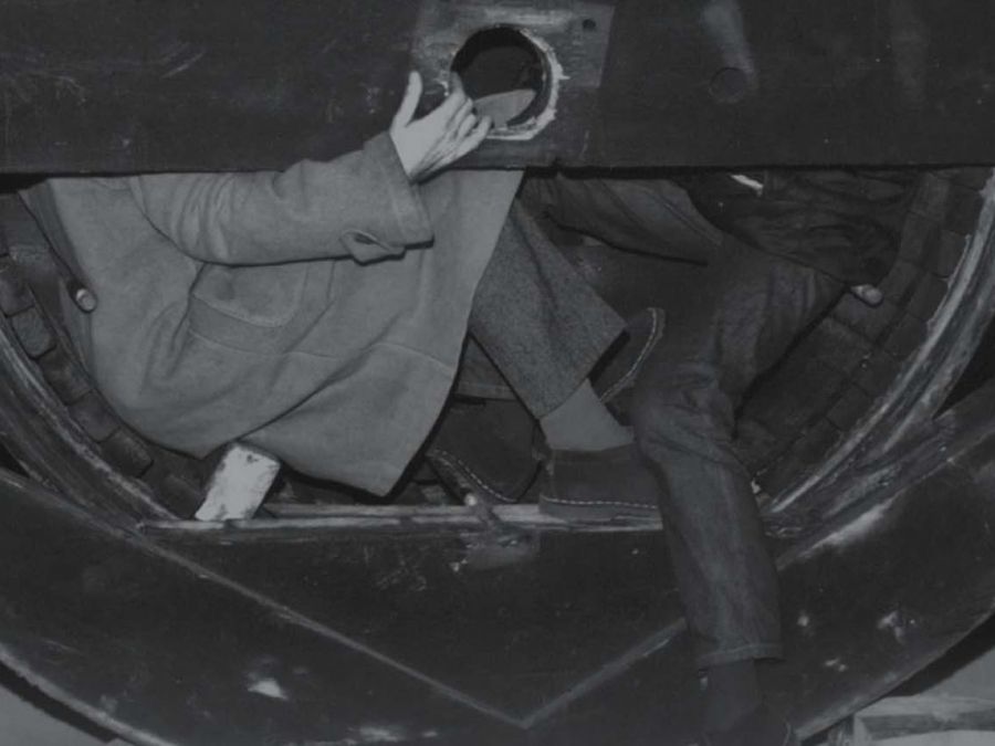 Two people in an escape tunnel