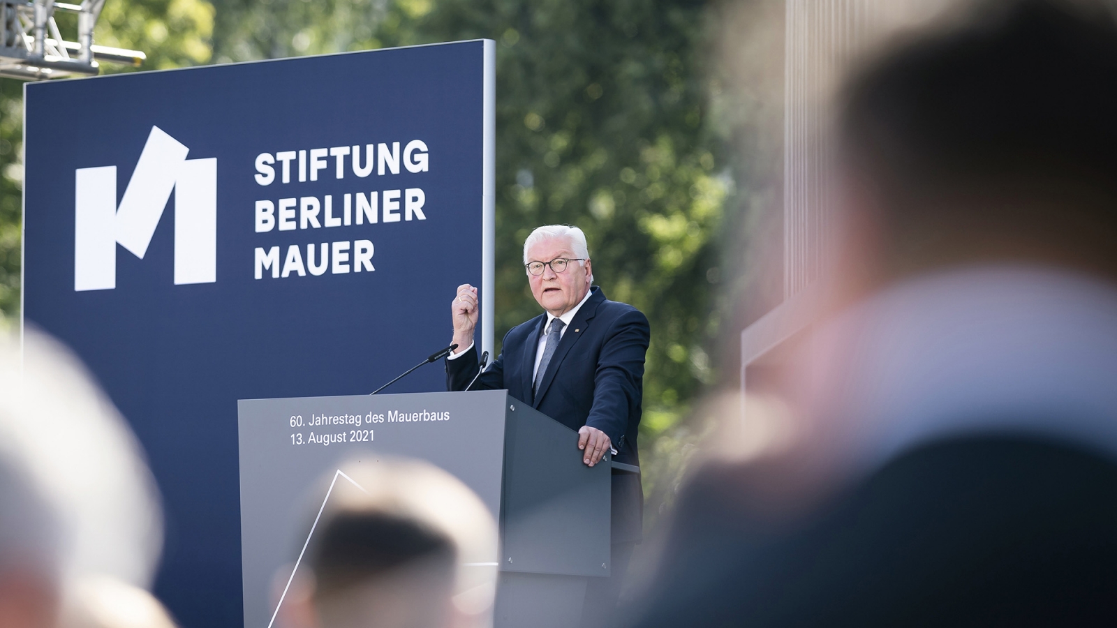 Federal President Frank Walter Steinmeier at the 60th anniversary of the building of the Wall